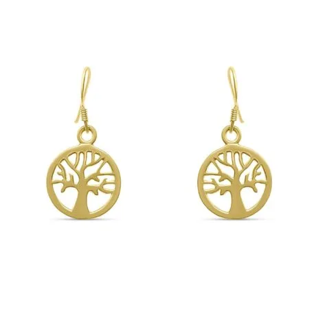 GOLD TREE OF LIFE DROP EARRINGS SILVER 925