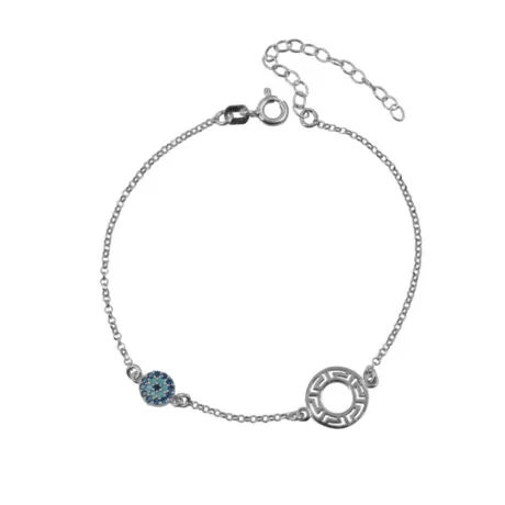 MEANDROS WITH EYE BRACELET SILVER 925
