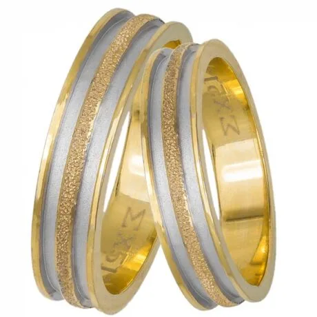 WEDDING BANDS 14 CARAT GOLD TWO-TONE WITH CURVES