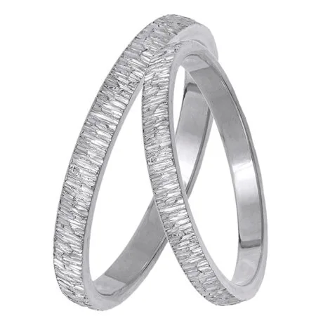 EMBOSSED WEDDING RINGS WHITEGOLD 14 CARAT