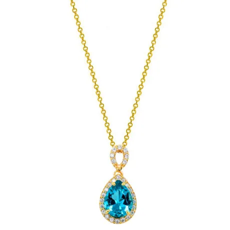 PEAR CUT PENDANT PARAIBA 14 CARAT GOLD