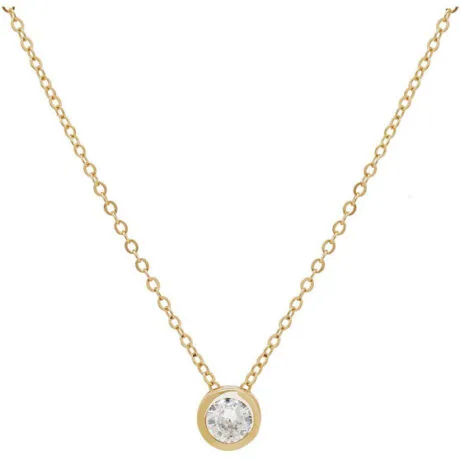 BEZEL SOLITAIRE NECKLACE GOLDPLATED SILVER 925