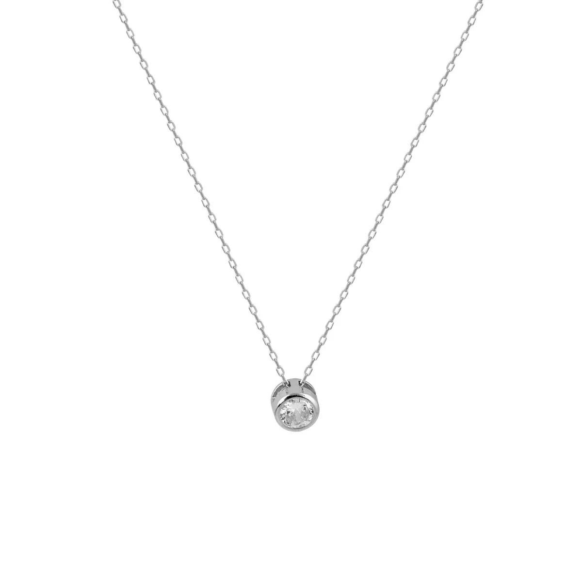 SOLITAIRE BEZEL NECKLACE SILVER 925