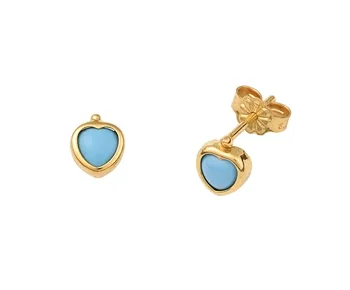 TURQUOISE HEART EARRINGS 9 CARAT GOLD
