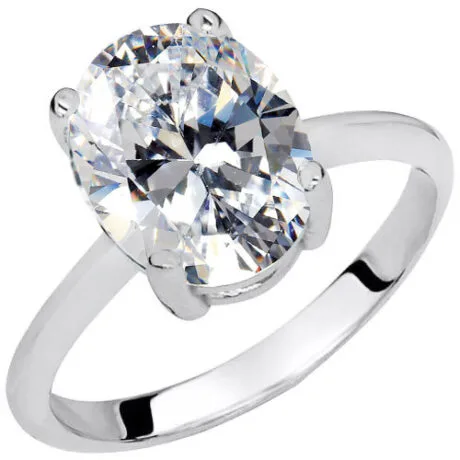 OVAL CUT SOLITAIRE RING 14 CARAT WHITE GOLD