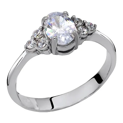 OVAL THREE STONE 14 CARAT WHITE GOLD