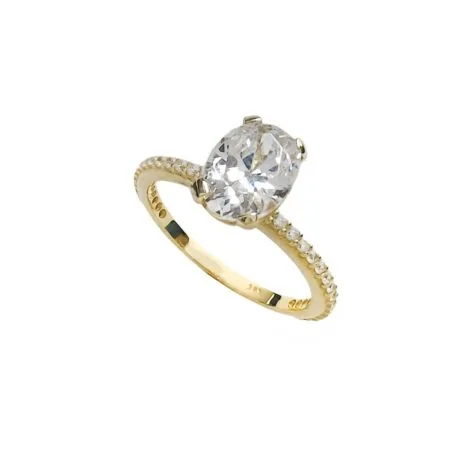 OVAL ENGAGEMENT RING WITH SIDE STONES 14 CARAT GOLD