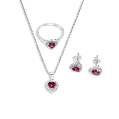RUBY HEART SET SILVER 925