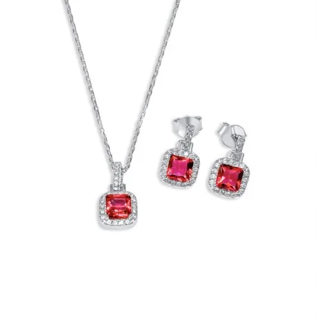 RUBY ROSETTE SET SILVER 925