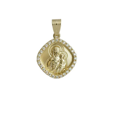 MADONNA PENDANT 9 CARAT GOLD WITH STONES