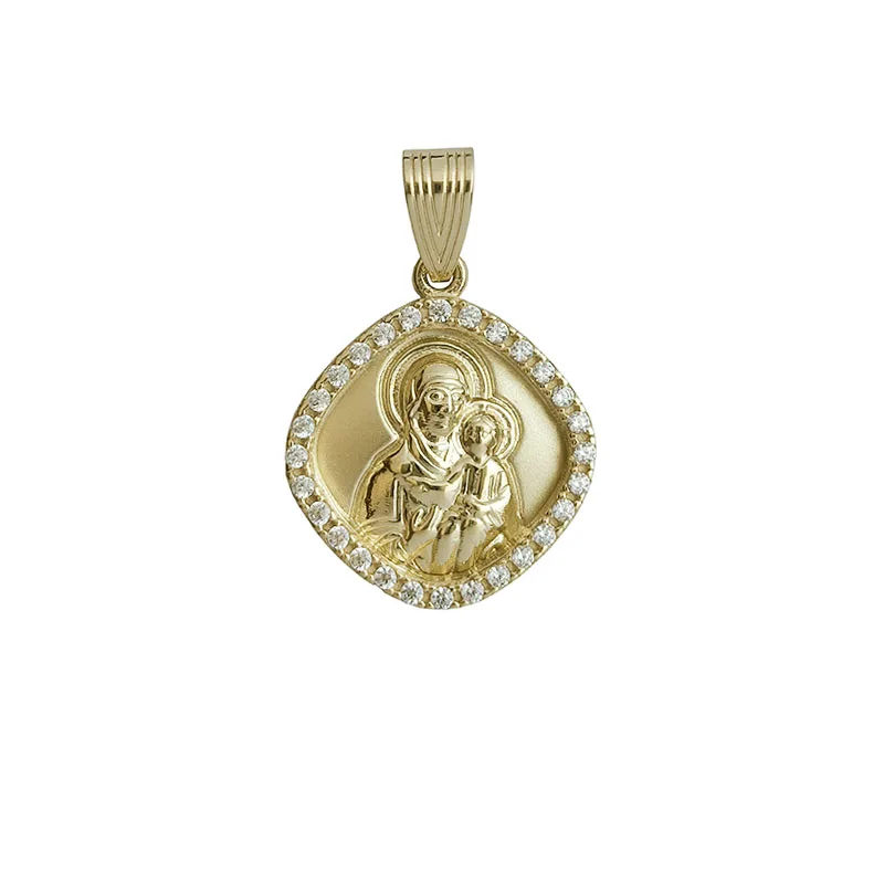 MADONNA PENDANT 9 CARAT GOLD WITH STONES