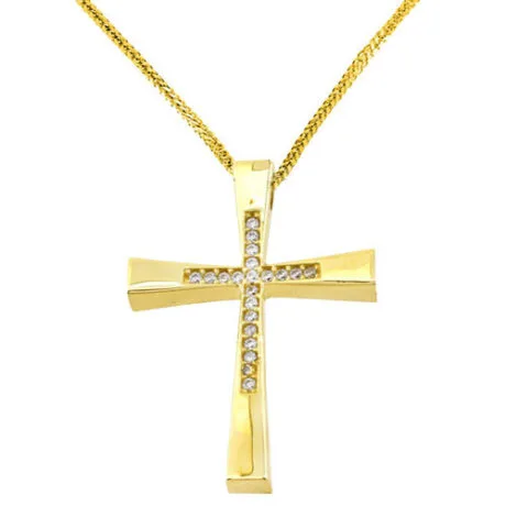 CROSS WITH STONES 14 CARAT GOLD