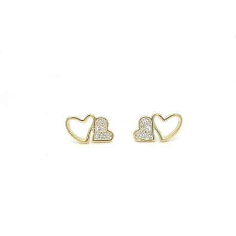 HEART EARRINGS GOLD PLATED SILVER 925