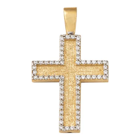 WOMAN CROSS WITH STONES AROUND 14 CARAT GOLD