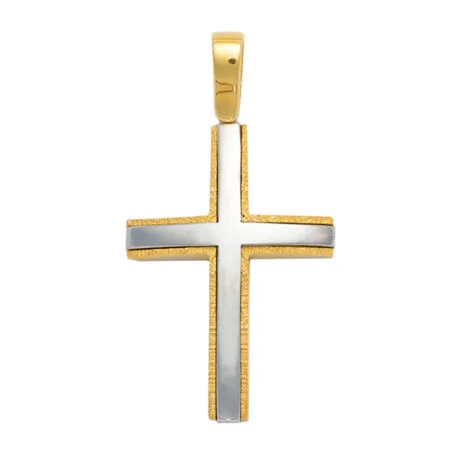 TWO-TONE CROSS 14 CARAT GOLD