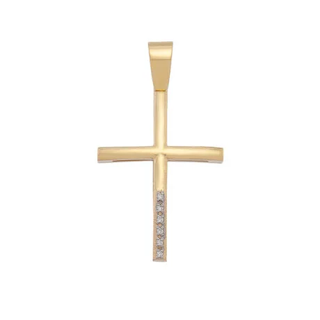 WOMAN CROSS 14 CARAT GOLD WITH SIX STONES