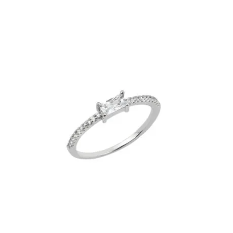 BAGUETTE RING WITH SIDE STONES SILVER 925