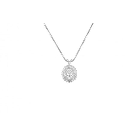 vintage oval necklace silver 925 with box chain