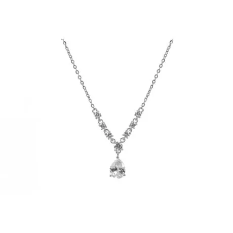 pear cut cubic zirconia necklace silver 925