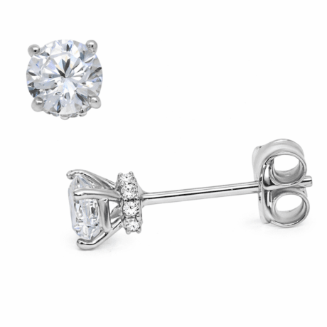 stud earrings 14 carat white gold with cubic zirconia