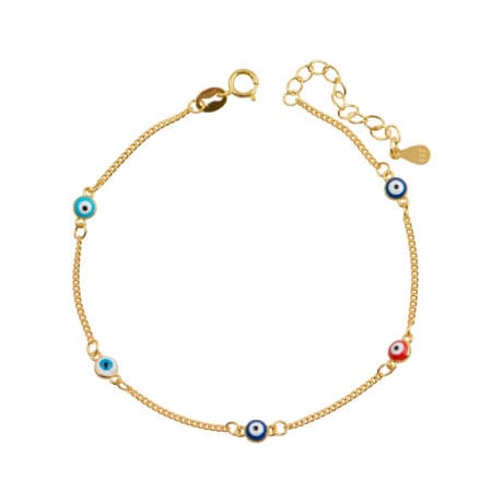 Multicolor Evil Eye Bracelet Gold-plated Silver 925