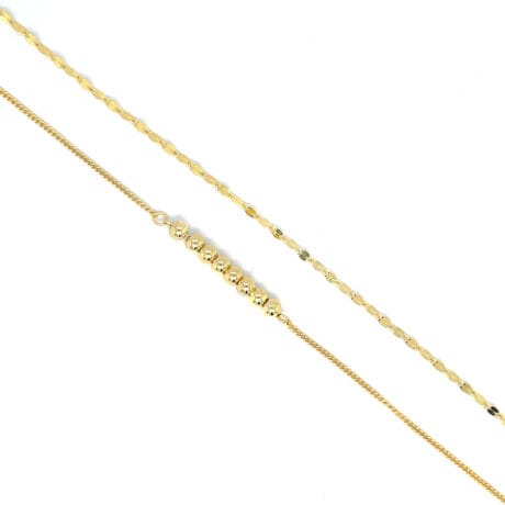 Double Chain Bracelet with Eight Spheres Gold-plated Silver 925– Minimal Layered Elegance