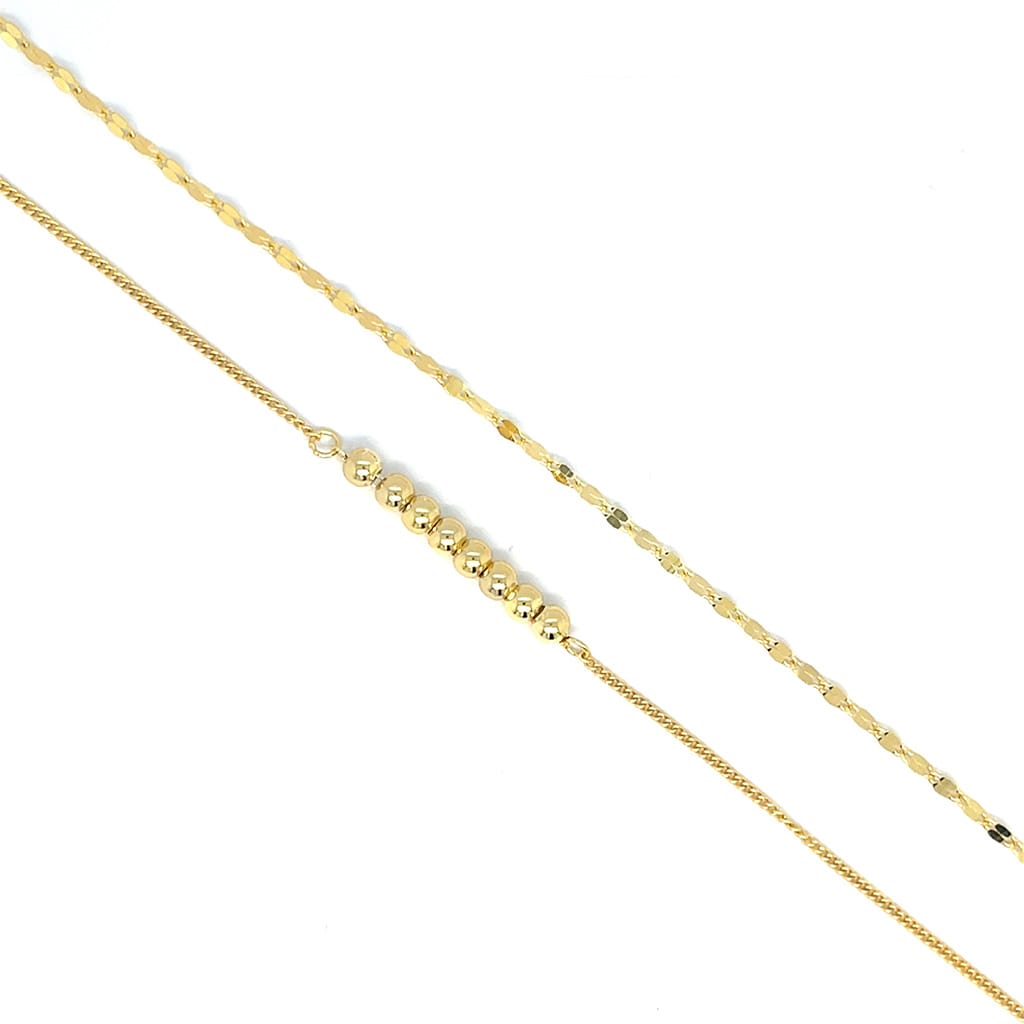 Double Chain Bracelet with Eight Spheres Gold-plated Silver 925– Minimal Layered Elegance