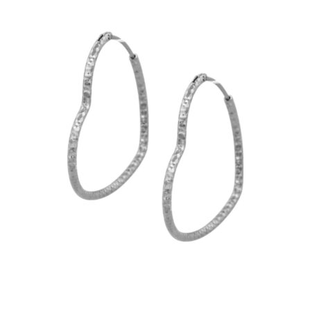 Organic Heart Hoop Earrings Silver 925