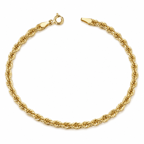 Rope Chain Bracelet 14K Gold– Classic Twisted Link Design