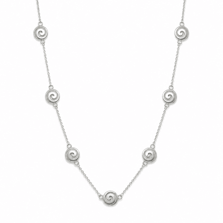 Greek Spiral Necklace with Seven Connected Motifs Silver 925