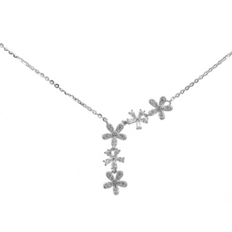 Floral V Necklace Silver 925