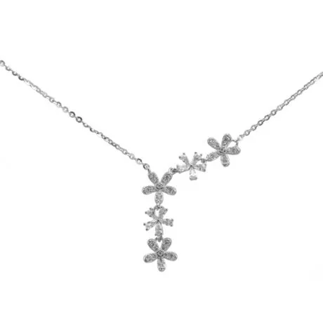 Floral V Necklace Silver 925