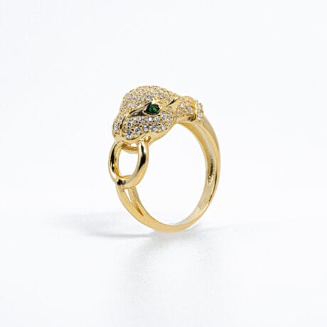 Panther Ring with stones and Front Hoop Accent Gold-plated Silver 925