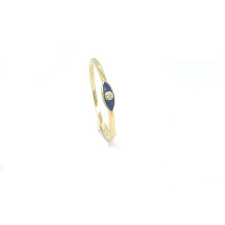 Evil Eye Ring with Light Blue Enamel Gold plated Silver 925