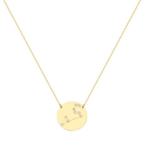 Leo Constellation Disc Necklace 9 Carat Gold