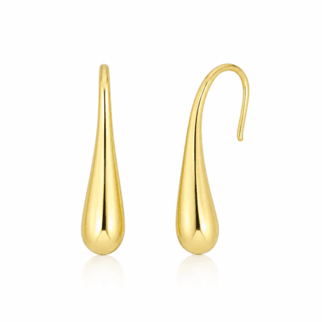 Curved Drop Earrings Gold plated Silver 925