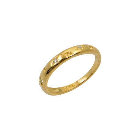 Celestial Star Ring with Cubic Zirconia Accents Gold plated Silver 925