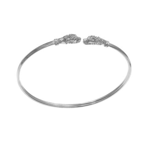 Double Lion Head Cuff Bracelet 5mm Silver 925