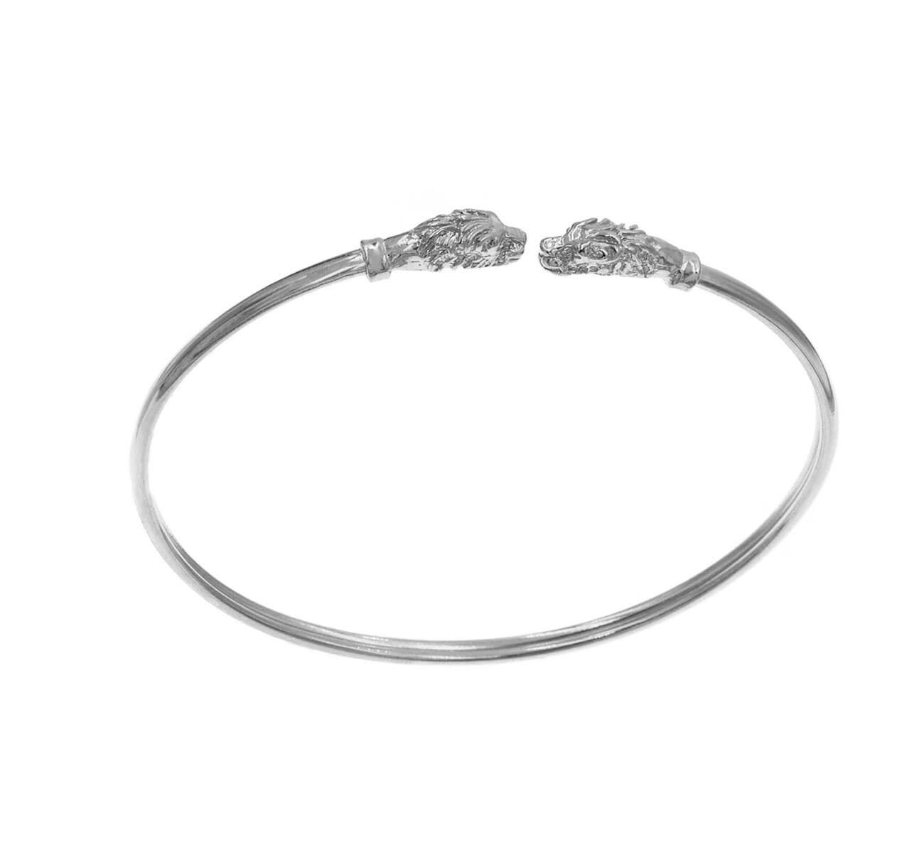 Double Lion Head Cuff Bracelet 5mm Silver 925