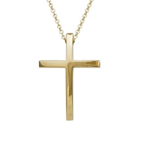 Cross Necklace with Tapered Arms 14 Carat Gold