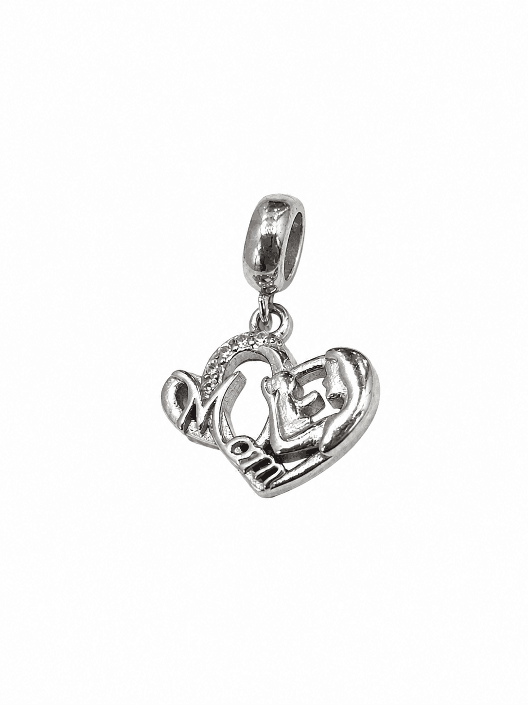 Mom & Baby Heart Charm Pendant Silver 925