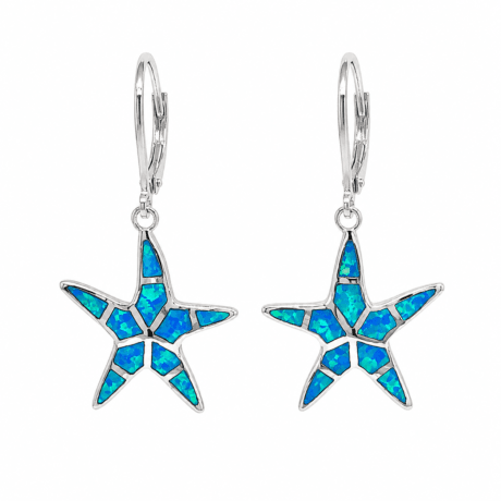 Starfish Earrings with Blue Opal Silver 925