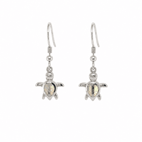 Turtle Earrings with White Opal Silver 925
