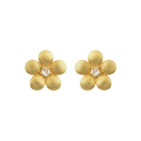 Flower Earrings with Stone Gold-plated Silver 925