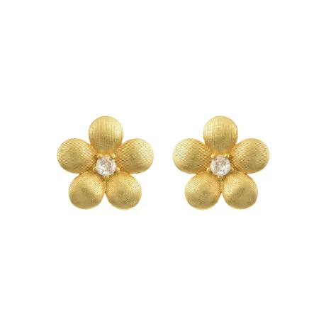 Flower Earrings with Stone Gold-plated Silver 925