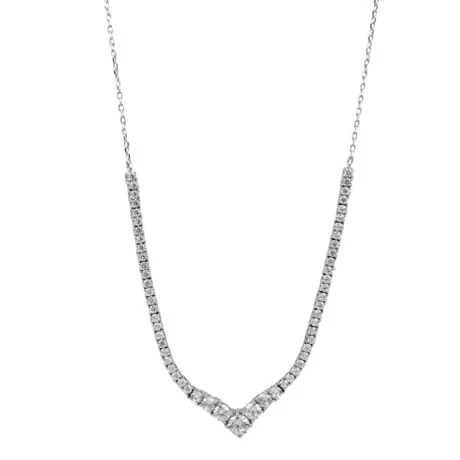 Degradée Half-Tennis V Necklace with Stones Silver 925