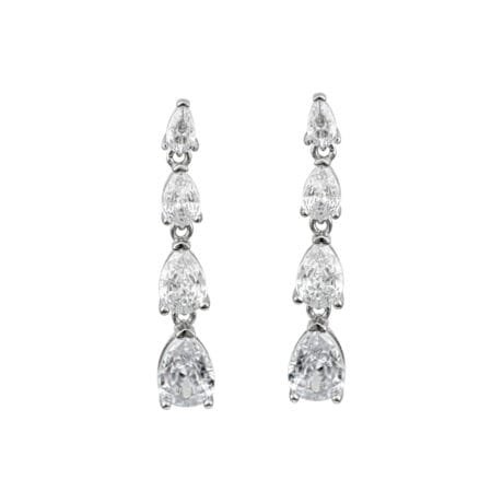 Teardrop Degradee Long Earrings with Stones Silver 925