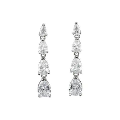 Teardrop Degradee Long Earrings with Stones Silver 925