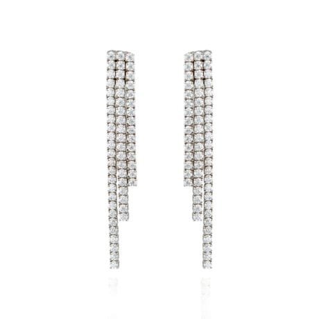 Triple Degradee Tennis Long Earrings with Stones Silver 925