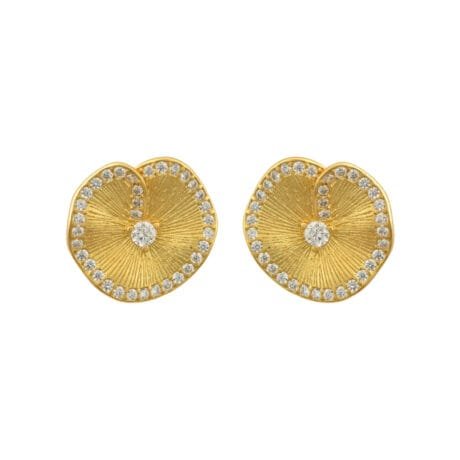 Water Lily Earrings with Stones Gold-plated Silver 925
